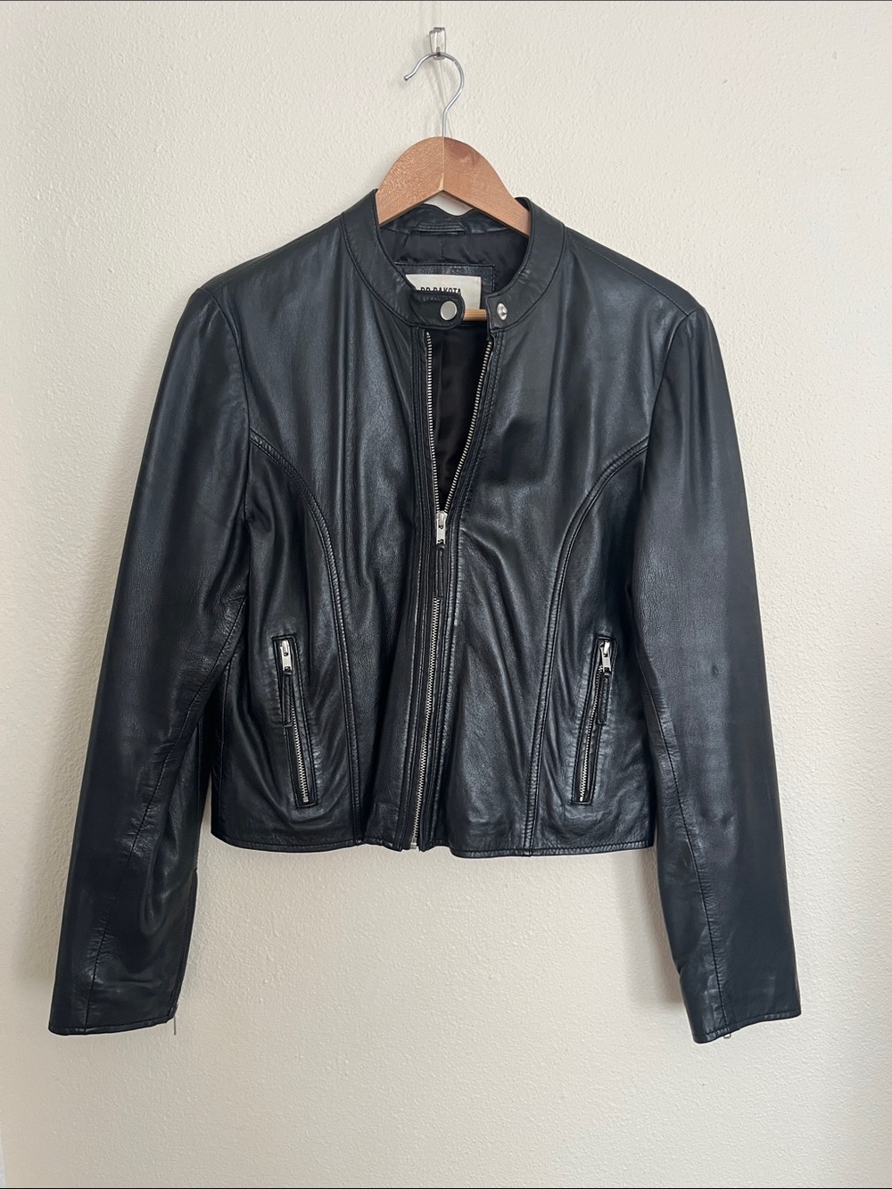 BB Dakota Black 100% Leather Zip-Front Women's Jacket